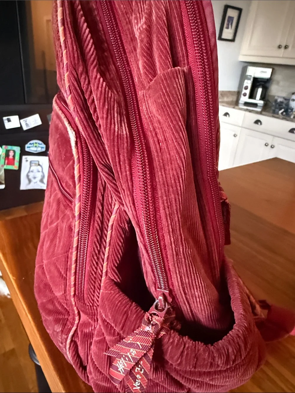 Vera Bradley Quilted Corduroy Backpack in Burgundy with Gryffindor Crest